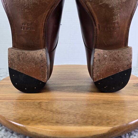 Jack Erwin Mens 9 Brown Leather Business Casual Office Plain Toe Derby Oxford main image 5